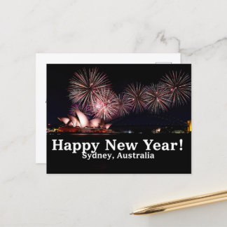 Gelukkig Nieuwjaar vuurwerk in Sydney Australië Briefkaart