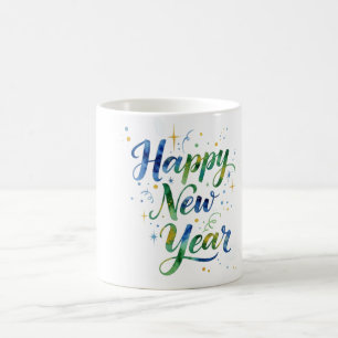 Gelukkig Nieuwjaar Waterverf Koffiemok