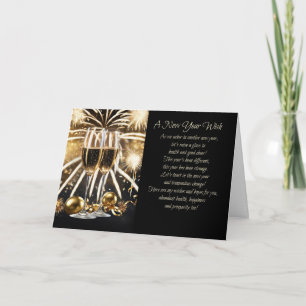 Gelukkig Nieuwjaar Wens Gezondheid Geluk Champagne Feestdagen Kaart