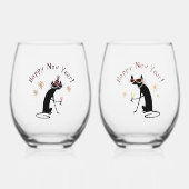 Gelukkig nieuwjaar wijnglas zonder voet (Voorkant)