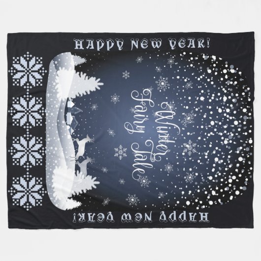 Gelukkig nieuwjaar! Winter Fairy Tale Fantasy Fleece Deken (Voorkant (Horizontaal))