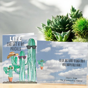 Gelukkig Nieuwjaar Zuidwest Saguaro Cactus Sjabloo Feestdagen Kaart