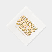 Gelukkig nieuwjaarsfeest leuk trendy retro goud folie servetten (Rechts)