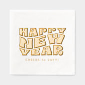 Gelukkig nieuwjaarsfeest leuk trendy retro goud folie servetten (Voorkant)