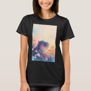 Gelukkig nijlpaard in een dromerige weide t-shirt