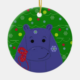 Gelukkig nijlpaard kerstontwerp keramisch ornament