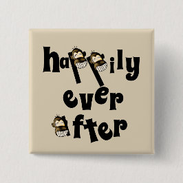 Gelukkig nooit na de knop vierkante button 5,1 cm