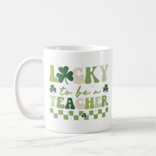 Gelukkig om leraar Groovy Retro St Patrick's Day t Koffiemok