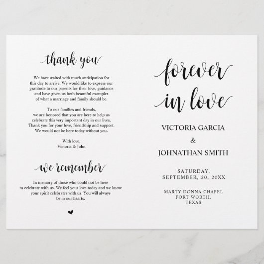 Gelukkig ooit daarna, Ceremony Foldable Programma' (Voorkant)