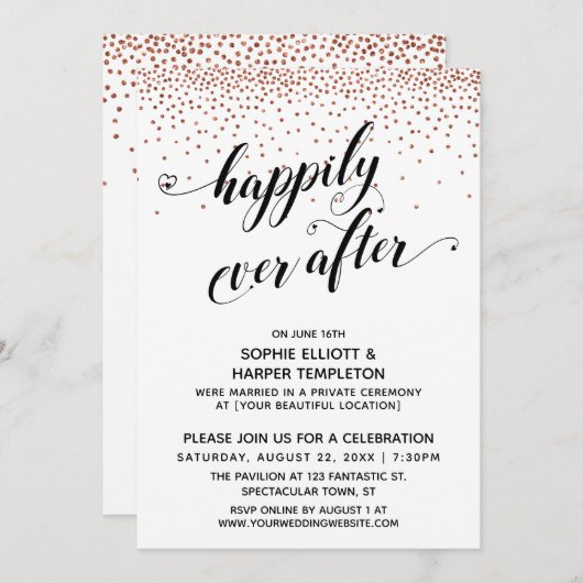 Gelukkig ooit Hart de Confetti van het Koper van h Kaart (Voorkant / Achterkant)