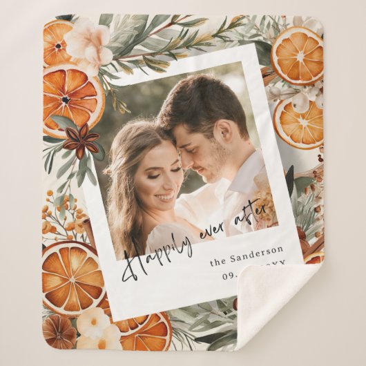 Gelukkig ooit na Boho Winter vakantie bruiloft Sherpa Deken (Voorkant)