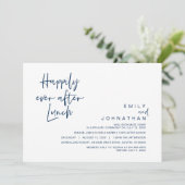 Gelukkig ooit na bruiloft lunch, Classy Navy Blue Kaart (Staand voorkant)