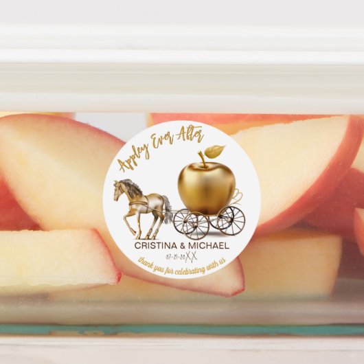 Gelukkig ooit na Caramel Apple trouwgunst Labels (Aangebracht)