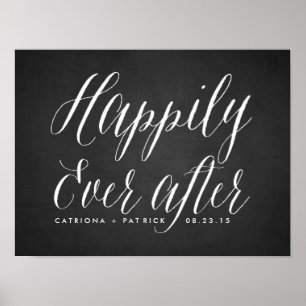 Gelukkig ooit na Chalkboard Wedding Poster