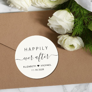 Gelukkig ooit na Cream Wedding Ronde Sticker