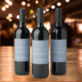 Gelukkig ooit na de ontvangst van een mosterdblauw wijn etiket