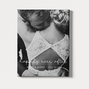 Gelukkig ooit na een schattige foto van een walgel canvas afdruk