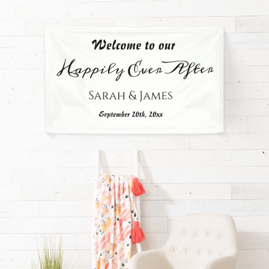 Gelukkig Ooit na Elegant Black & White Wedding Spandoek (Insitu)