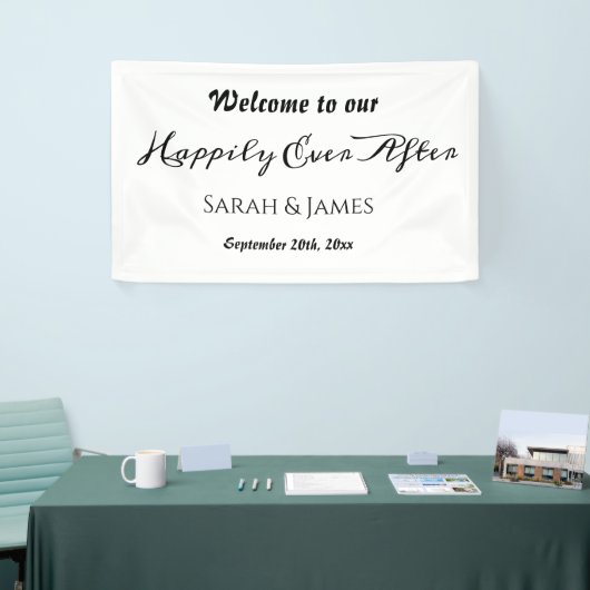 Gelukkig Ooit na Elegant Black & White Wedding Spandoek (Beurs)