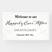 Gelukkig Ooit na Elegant Black & White Wedding Spandoek (Horizontaal)