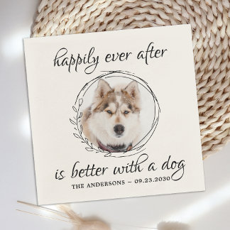 Gelukkig ooit na elegante hond foto huisdier bruil servet