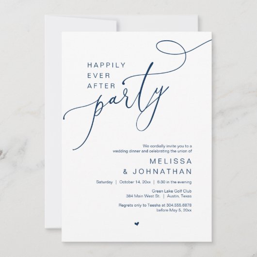 Gelukkig ooit na feest, bruiloft diner dansen kaart (Voorkant)