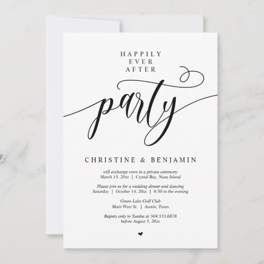 Gelukkig ooit na feest, modern script kaart (Voorkant)