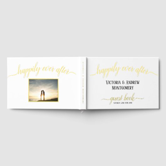 Gelukkig ooit na Gold Script Photo Wedding Gastenboek (Volledig)