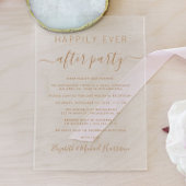 Gelukkig ooit na gouden script bruiloft receptie acryl uitnodigingen