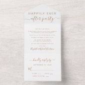 Gelukkig ooit na gouden script bruiloft receptie all in one uitnodiging (Binnen)