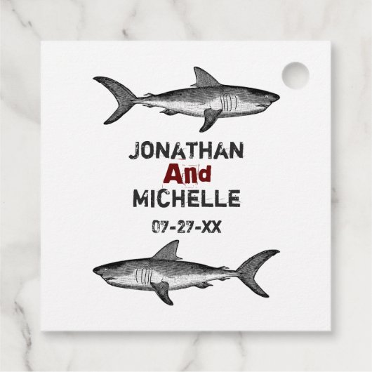 Gelukkig ooit na haaienbruiloft bedankjes labels (Achterkant)