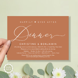 Gelukkig ooit na het diner Elopement, modern scrip Kaart
