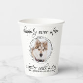 Gelukkig ooit na het Elegant Pet Photo Dog Wedding Papieren Bekers (Voorkant)