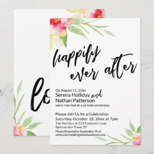 Gelukkig ooit na het handschrijven van de bloemen  kaart
