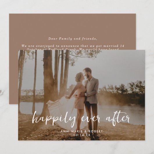 Gelukkig Ooit na het horizontale Berichten van de  Aankondiging (Voorkant / Achterkant)