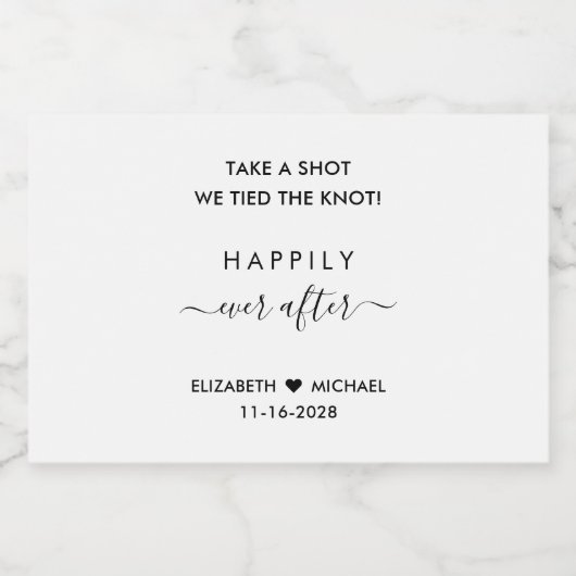 Gelukkig ooit na het huwelijk. likeurfles etiket (Enkel label)