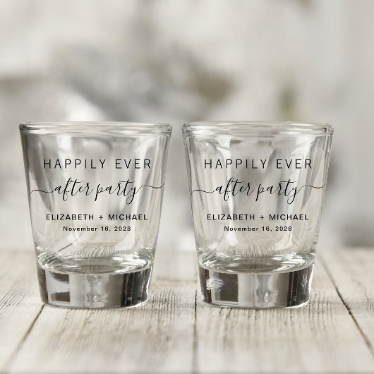 Gelukkig ooit na het huwelijk. shot glas