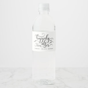 Gelukkig ooit na het huwelijk waterfles etiket
