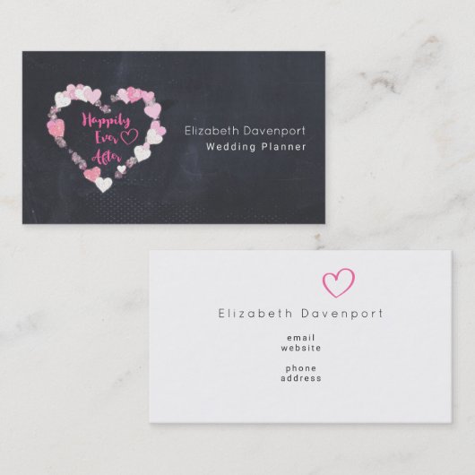 Gelukkig ooit na het roze gevoel van glitterij visitekaartje (Voorkant / Achterkant)