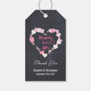 Gelukkig ooit na het roze hartenhuwelijk bedankt cadeaulabel