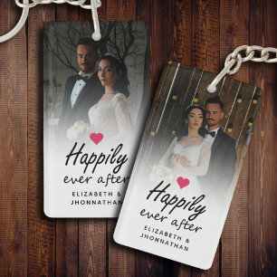 Gelukkig ooit na hete roze hart foto Keepsake Sleutelhanger