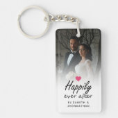 Gelukkig ooit na hete roze hart foto Keepsake Sleutelhanger (Voorkant)