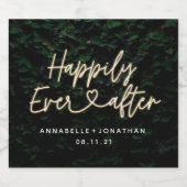 Gelukkig ooit na modern gebladerte bruiloft sparkling wijnetiket (Enkel label)