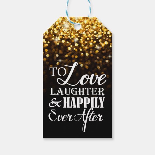 Gelukkig ooit na Monogram Hollywood Glam Bruiloft Cadeaulabel (Voorkant)