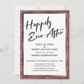 Gelukkig ooit na Roos Gold Glitter Reception Kaart (Voorkant)