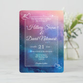 Gelukkig ooit na roze nebula bruiloft kaart (Staand voorkant)