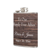 Gelukkig ooit na rustieke bruine bruiloft monogram heupfles (Links)