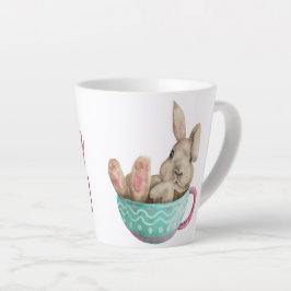 gelukkig ooster, schattige waterverf konijntje zit latte mok