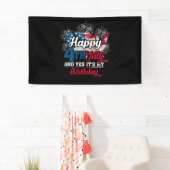 Gelukkig op 4 juli en ja, het is mijn verjaardag spandoek (Insitu)