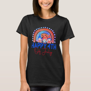 Gelukkig op 4 juli Gnomes Rainbow Patriotic Americ T-shirt